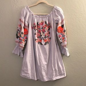 Free People Off the Shoulder Embroidered Dress - M